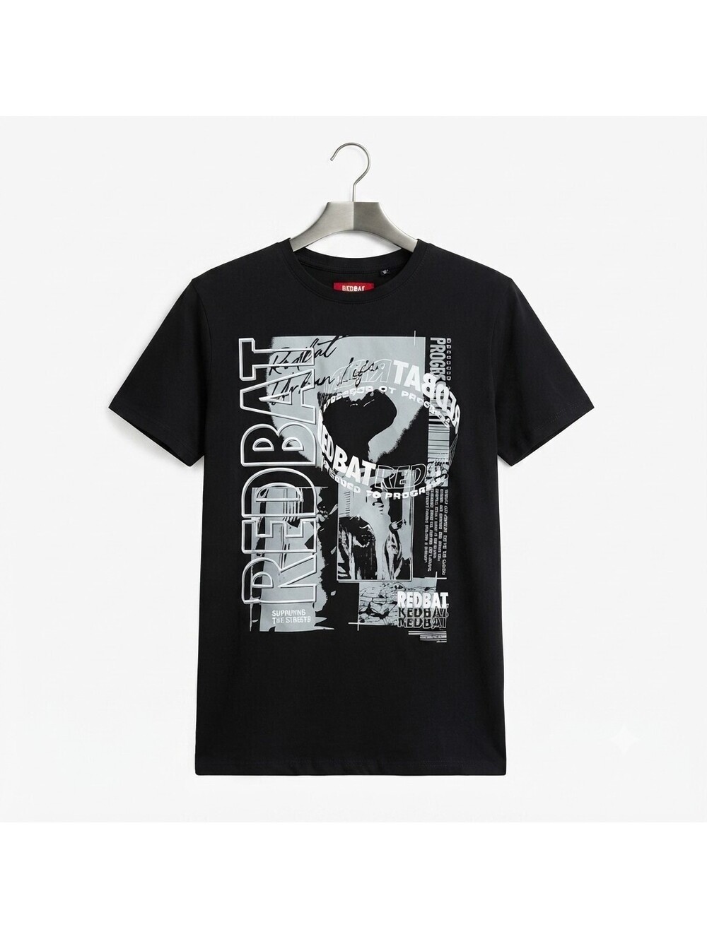 REDBAT Black Graphic Print Cotton T-Shirt Medium